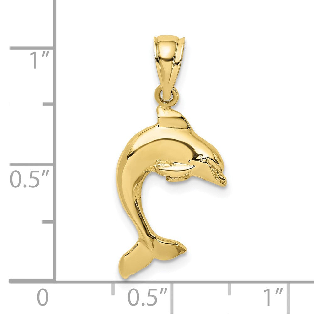 10K Gelbgold 10K 2-d Poliert Delfin Springend Charm
