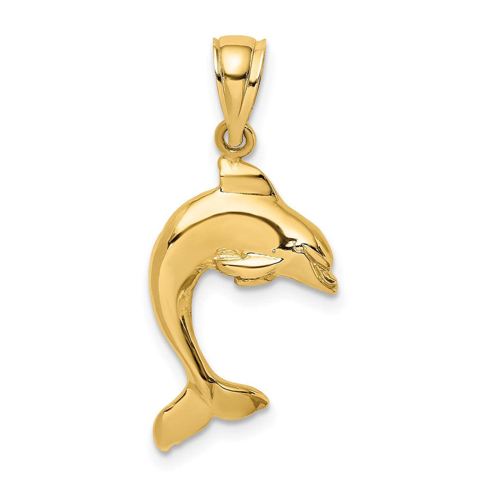 10K Gelbgold 10K 2-d Poliert Delfin Springend Charm