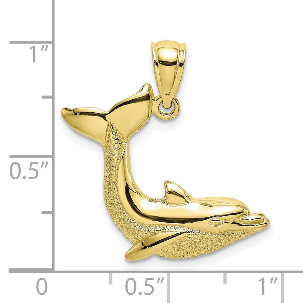 10K Gelbgold 10K Strukturiert Delfin Springend Charm