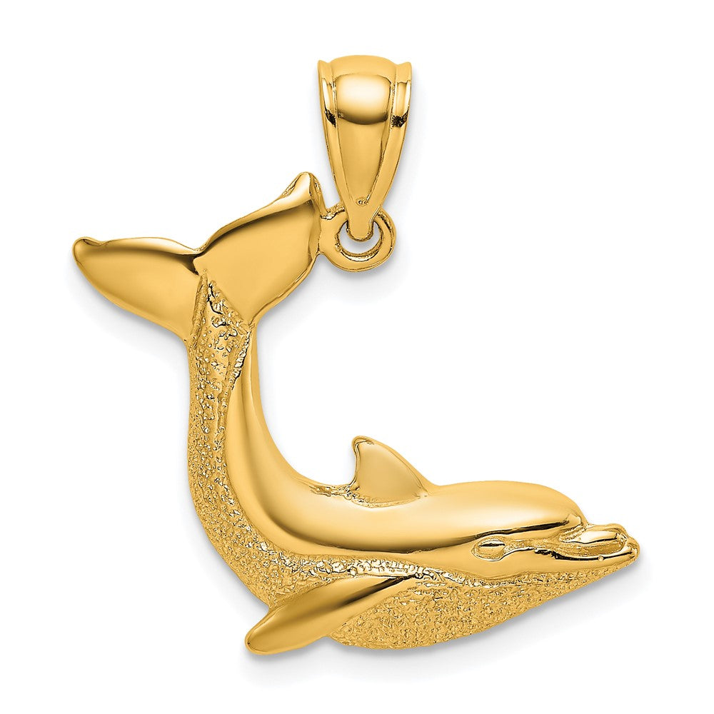 10K Gelbgold 10K Strukturiert Delfin Springend Charm
