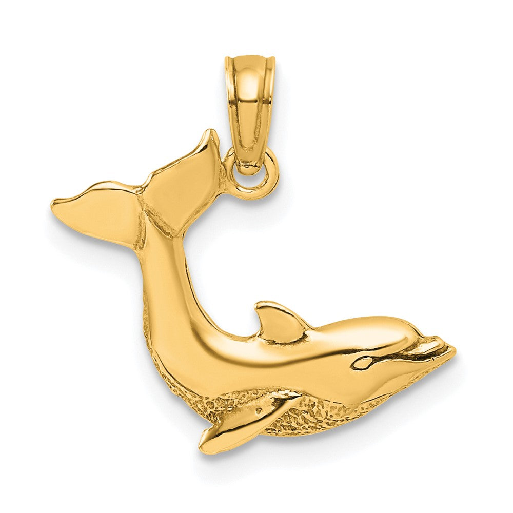 10K Gelbgold 10K Strukturiert Delfin Springend Charm
