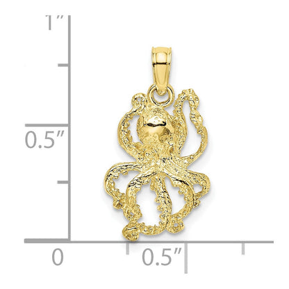 10K Gelbgold 10K 2-d Strukturiert Octopus Charm