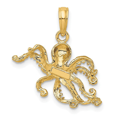 10K Gelbgold 10K 2-d und Strukturiert Octopus Charm