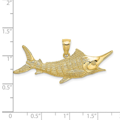 10K Gelbgold 10K 2-d Strukturiert Marlin Fisch Charm