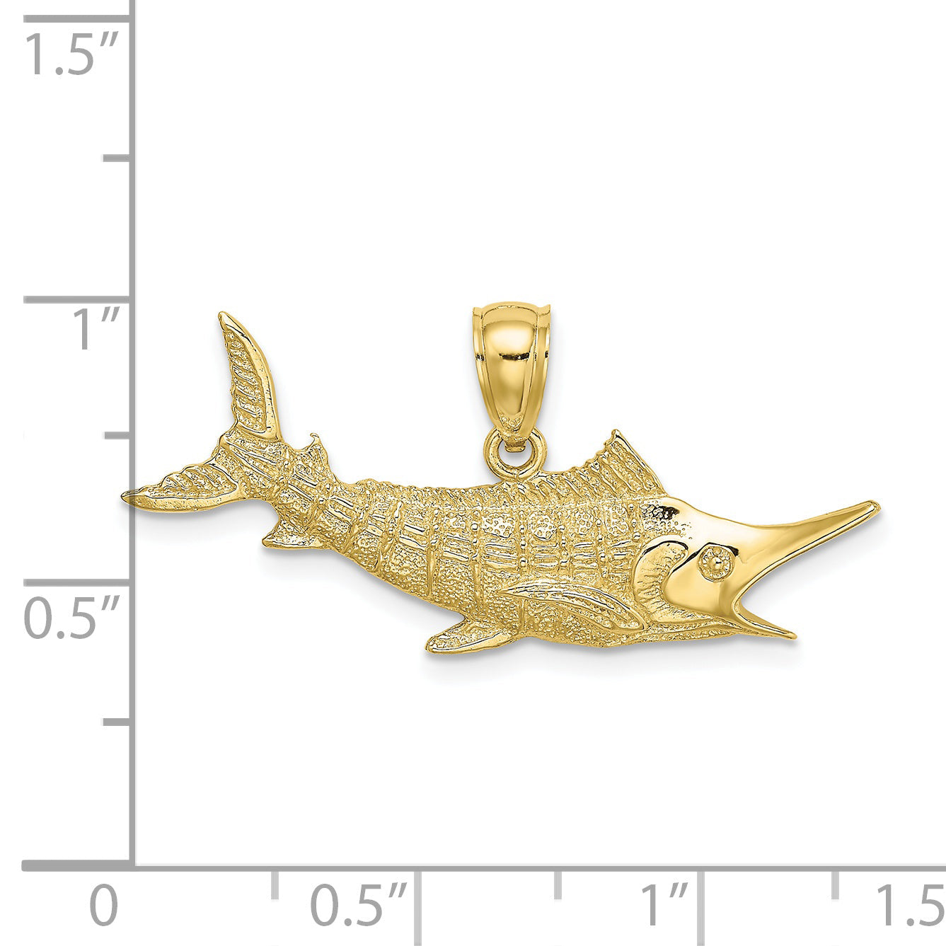 10K Gelbgold 10K 2-d Strukturiert Marlin Fisch Charm