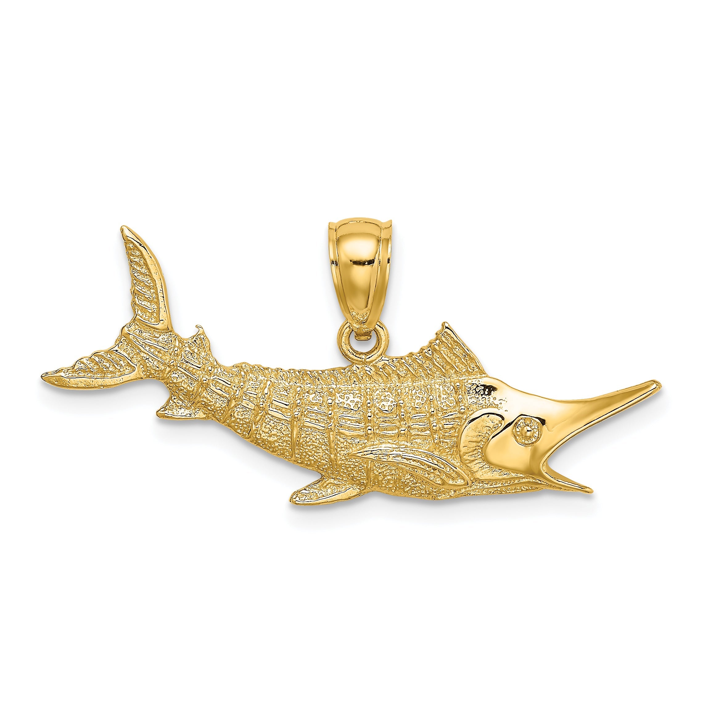 10K Gelbgold 10K 2-d Strukturiert Marlin Fisch Charm