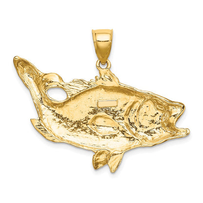 10K Gelbgold 10K Offen Mouth Barsch Fisch Charm