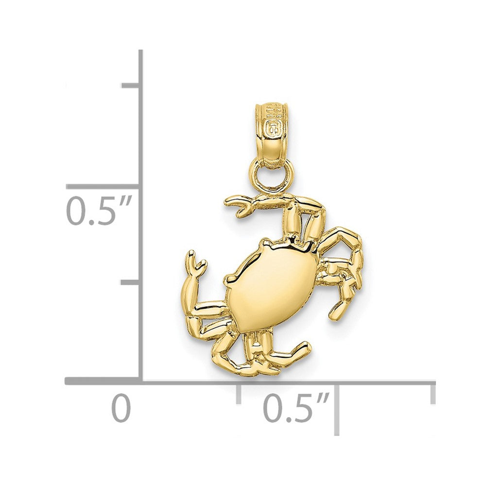 10K Gelbgold 10K 2-d Poliert Krabbe Charm