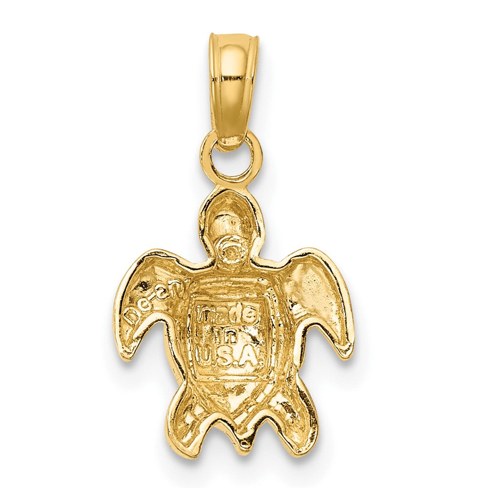 10K Gelbgold 10K Strukturiert Mini Meer Schildkröte Charm
