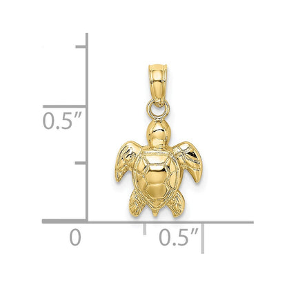 10K Gelbgold 10K Strukturiert Mini Meer Schildkröte Charm