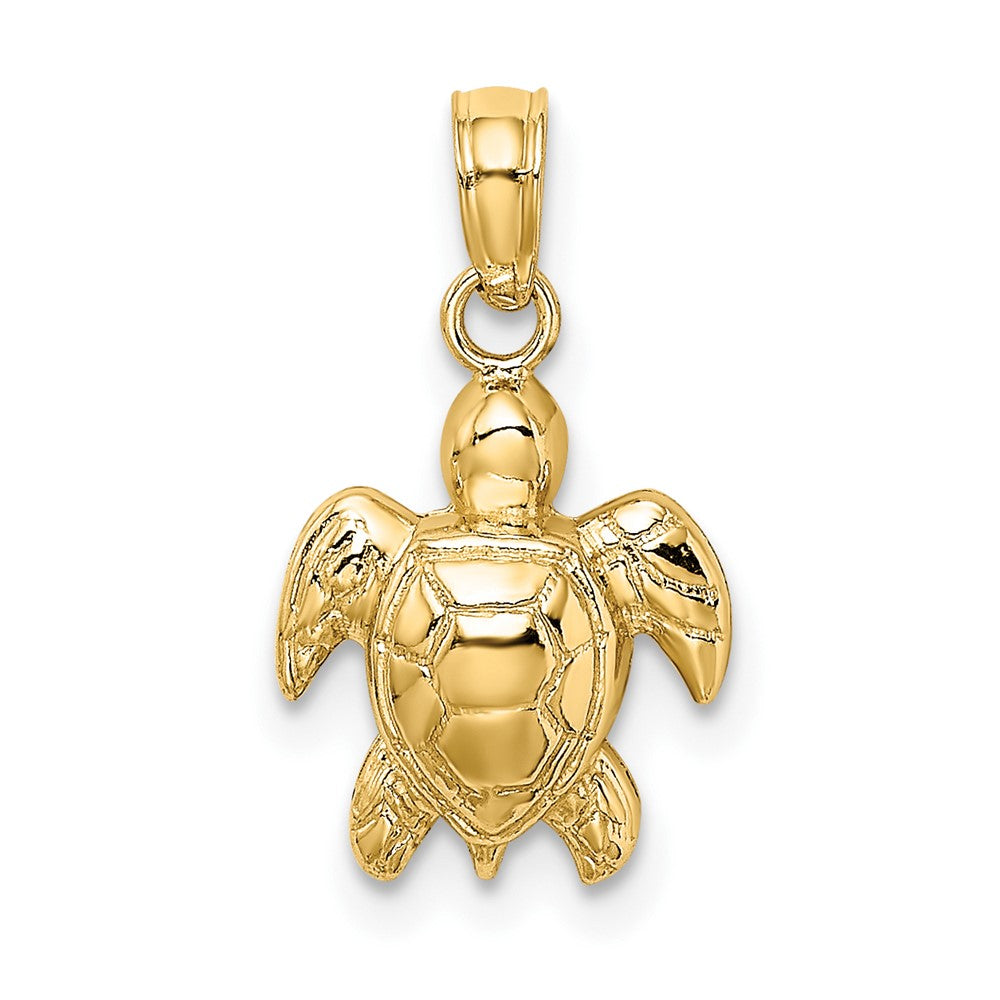 10K Gelbgold 10K Strukturiert Mini Meer Schildkröte Charm