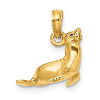 10K Gelbgold 10K 3-d Poliert Seal Charm