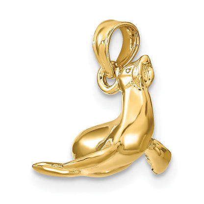 10K Gelbgold 10K 3-d Poliert Seal Charm