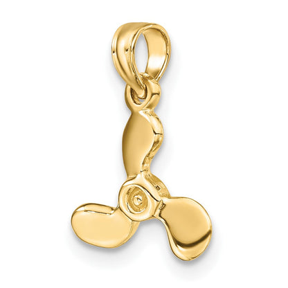 10K Gelbgold 10K 3-d Poliert Mini Drei Blade Propeller Charm
