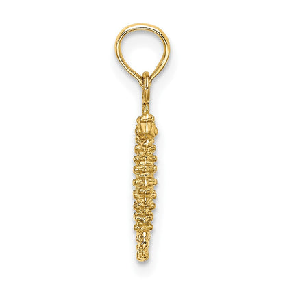 10K Gelbgold 10K 3-d Mini Seepferdchen Charm