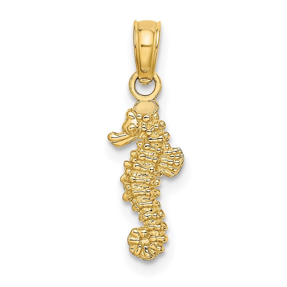 10K Gelbgold 10K 3-d Mini Seepferdchen Charm