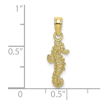 10K Gelbgold 10K 3-d Mini Seepferdchen Charm