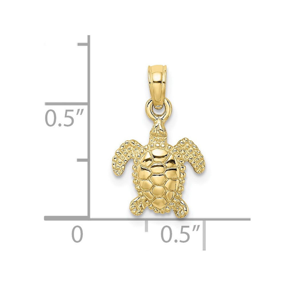 10K Gelbgold 10K 3-d Mini Meer Schildkröte Charm