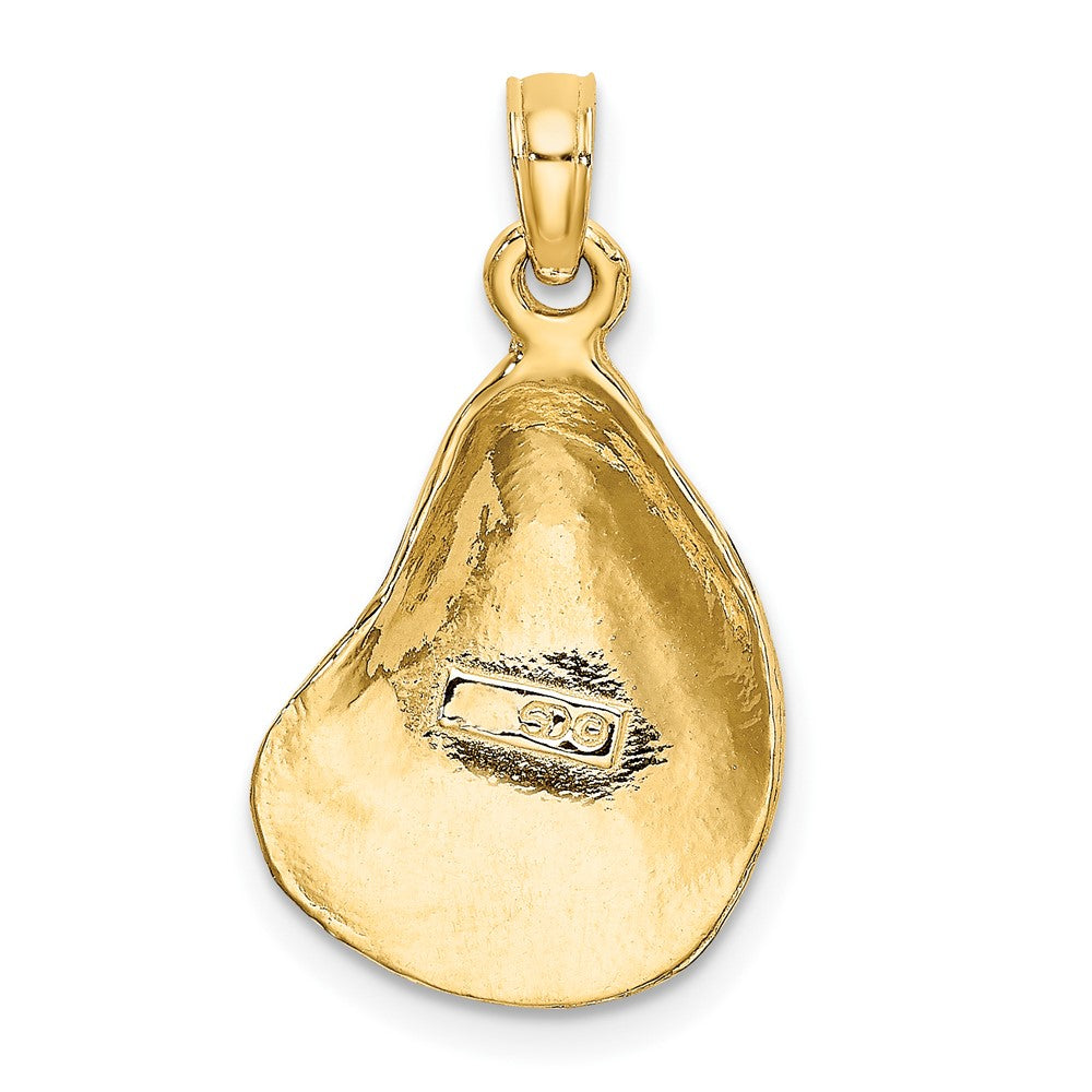 10K Gelbgold 10K 2-d Strukturiert / Poliert Oyster Muschel Charm