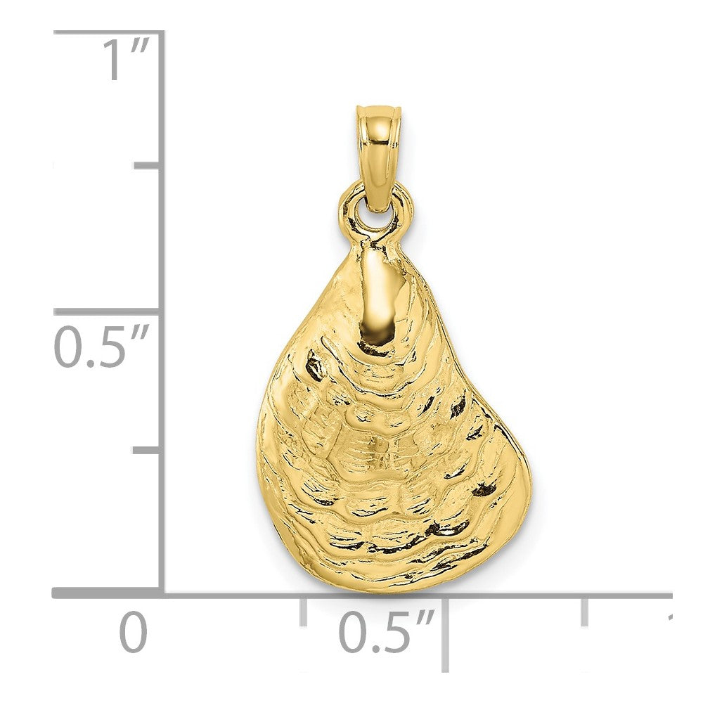 10K Gelbgold 10K 2-d Strukturiert / Poliert Oyster Muschel Charm