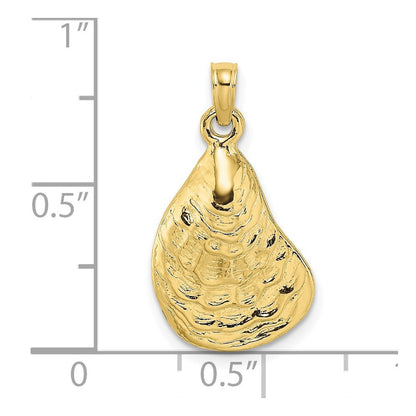 10K Gelbgold 10K 2-d Strukturiert / Poliert Oyster Muschel Charm