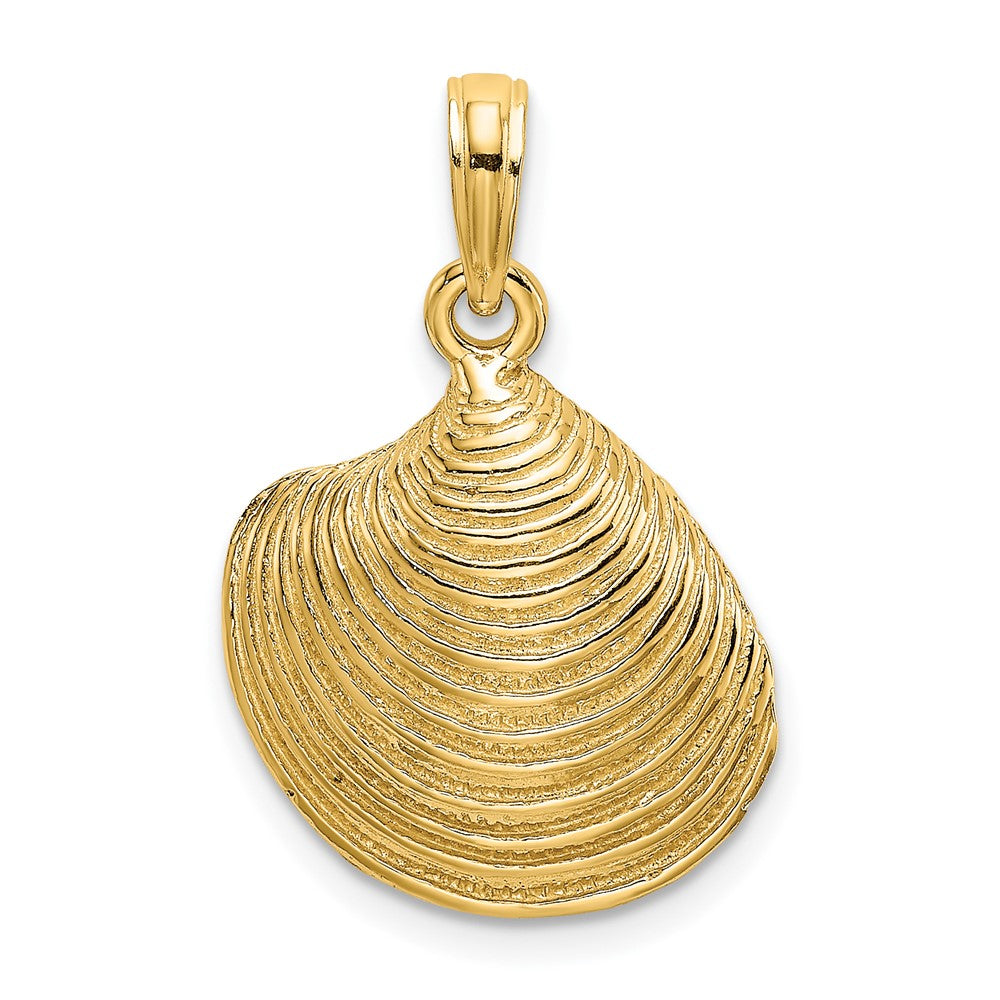 10K Gelbgold 10K Strukturiert 2-d Clam Muschel Charm