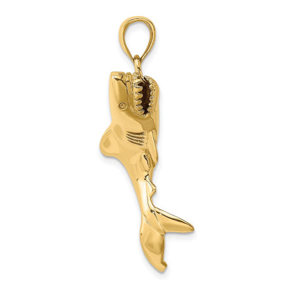 10K Gelbgold 10K 3-d Poliert Shark Charm