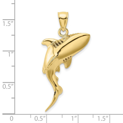10K Gelbgold 10K 3-d Poliert Shark Charm