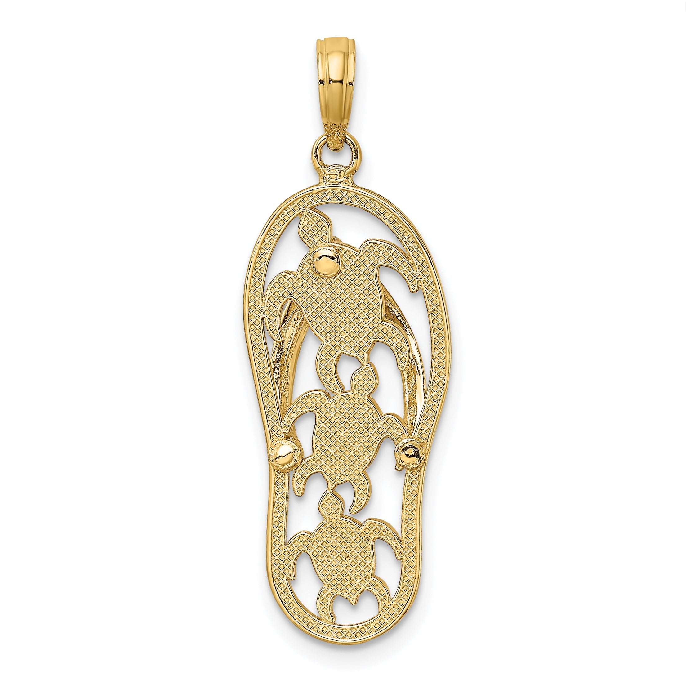 10K Gelbgold 10K Dreifach Schildkröte Flip-flop Charm