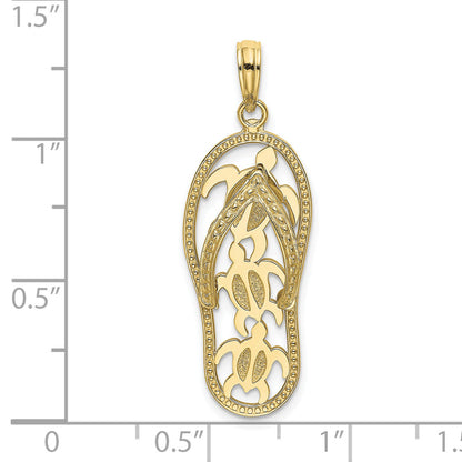 10K Gelbgold 10K Dreifach Schildkröte Flip-flop Charm