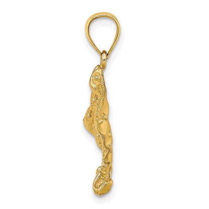 10K Gelbgold 10K 2-d Spotted Adler Ray mit Holes Charm