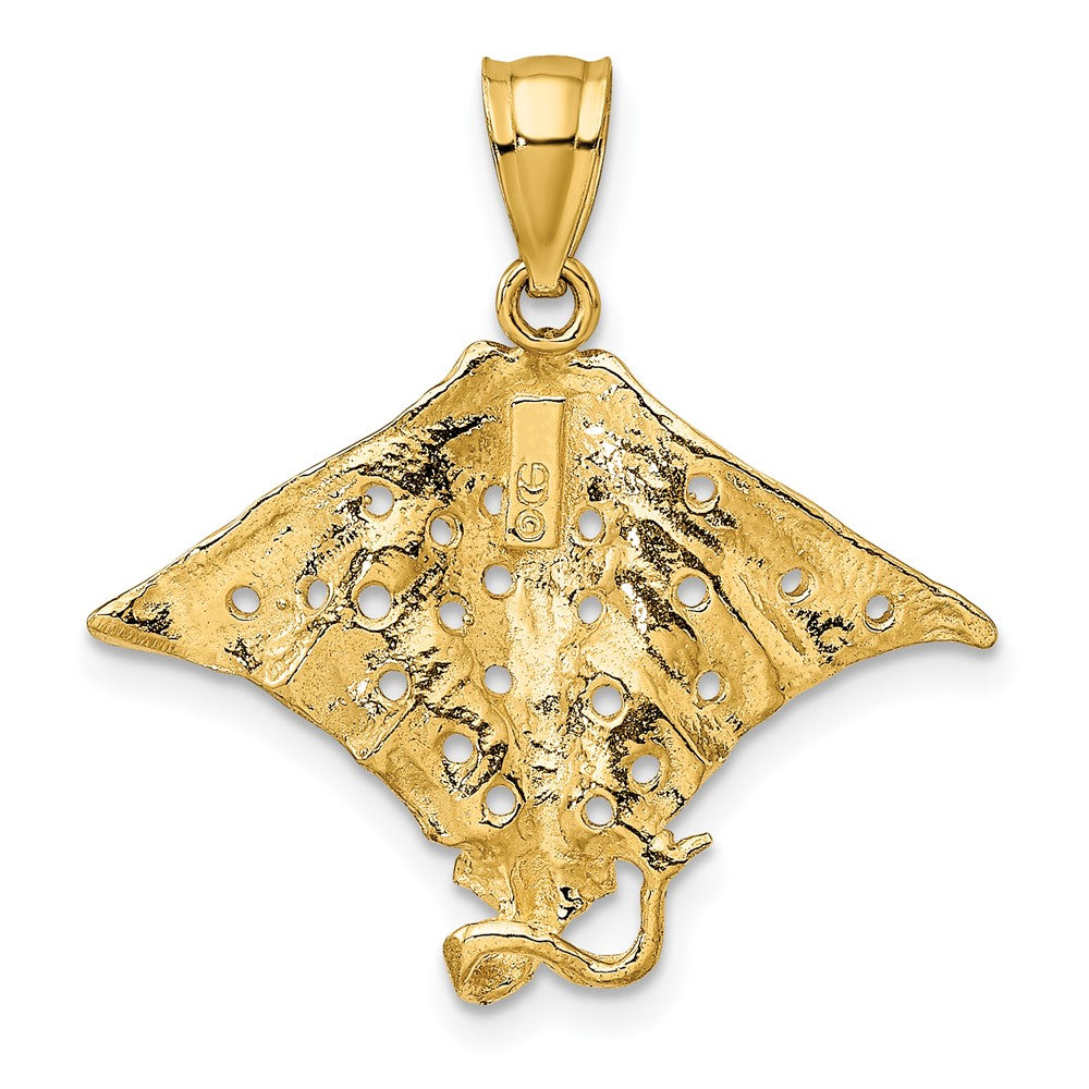 10K Gelbgold 10K 2-d Spotted Adler Ray mit Holes Charm