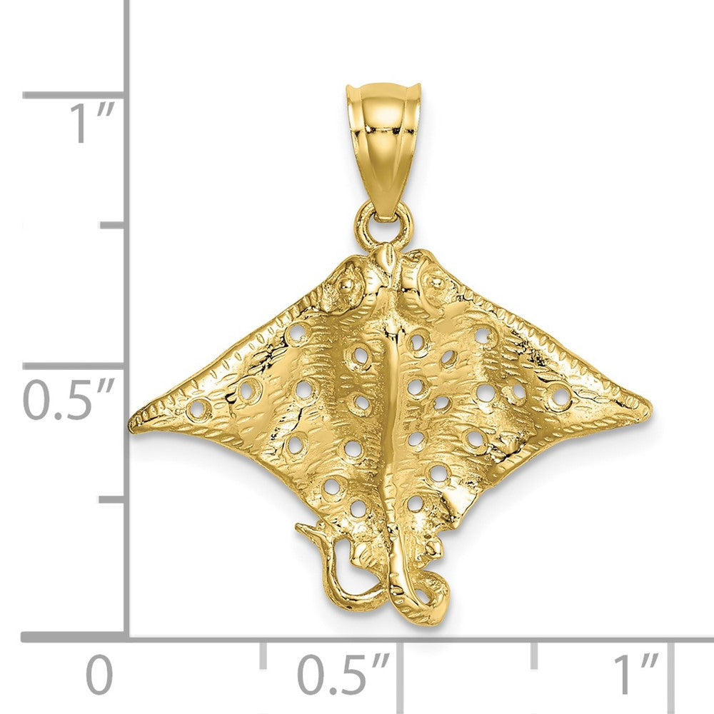 10K Gelbgold 10K 2-d Spotted Adler Ray mit Holes Charm