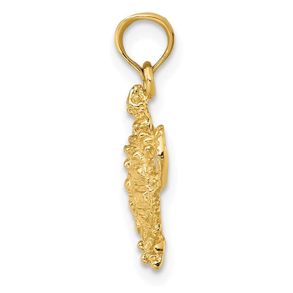 10K Gelbgold 10K 2-d Meer Schildkröte mit Spiny Muschel Charm