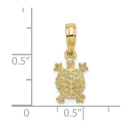 10K Gelbgold 10K 2-d Land Schildkröte Charm