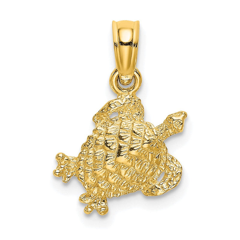 10K Gelbgold 10K Strukturiert Meer Schildkröte Charm