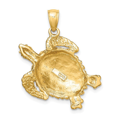10K Gelbgold 10K Strukturiert Meer Schildkröte Charm