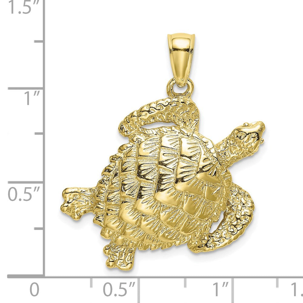 10K Gelbgold 10K Strukturiert Meer Schildkröte Charm