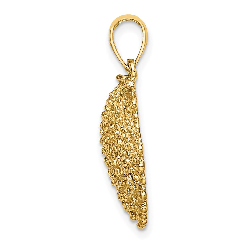 10K Gelbgold 10K 2-d Gekugelt Muschel Charm