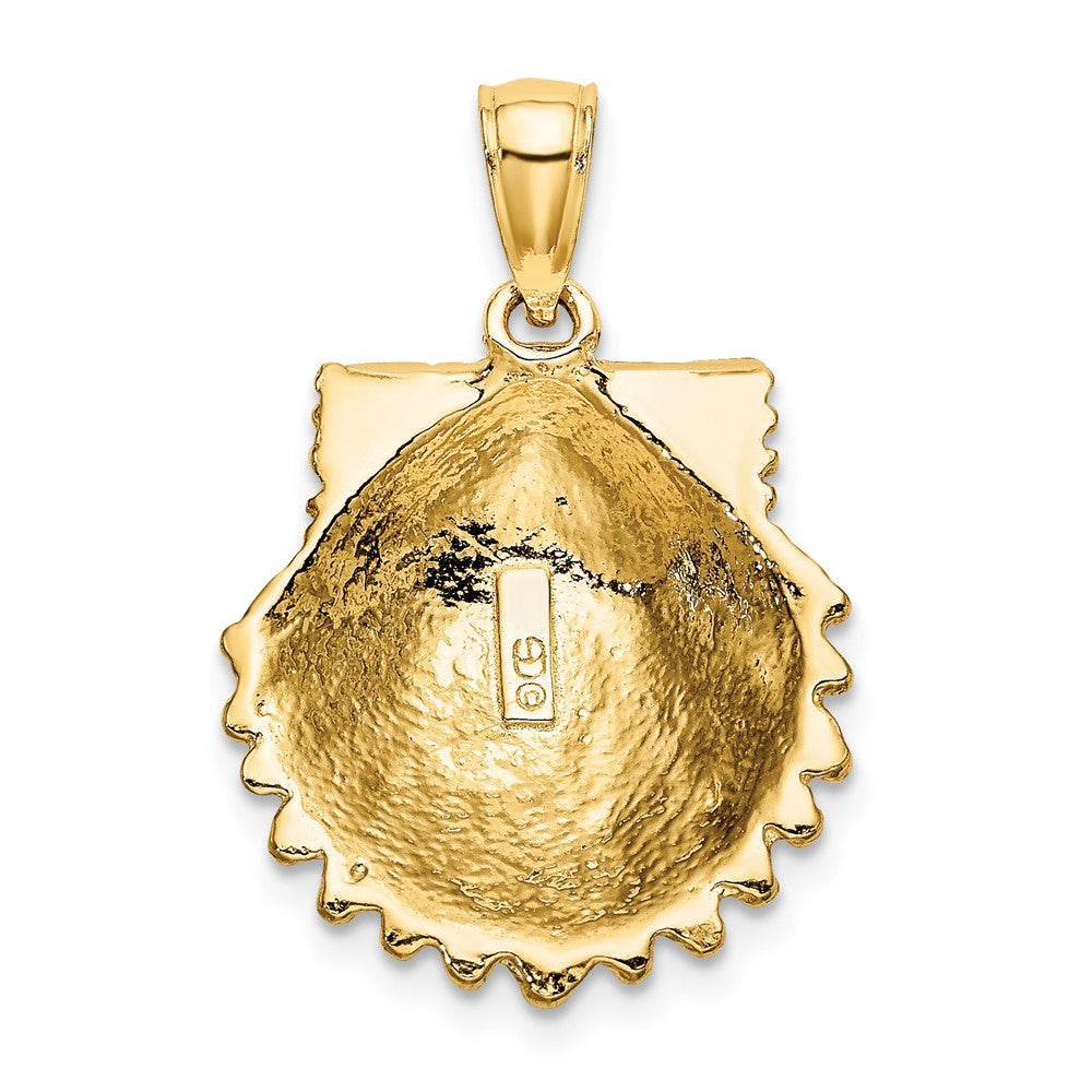 10K Gelbgold 10K 2-d Gekugelt Muschel Charm