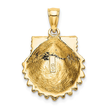 10K Gelbgold 10K 2-d Gekugelt Muschel Charm