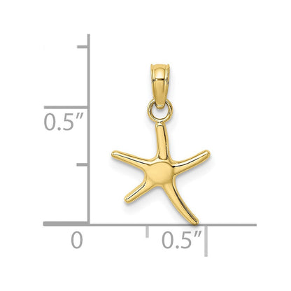 10K Gelbgold Poliert Mini Dancing Seestern mit Bail Charm
