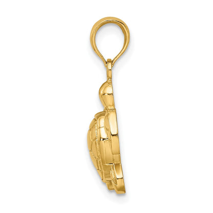 10K Gelbgold 10K 2-d Strukturiert Meer Schildkröte Charm