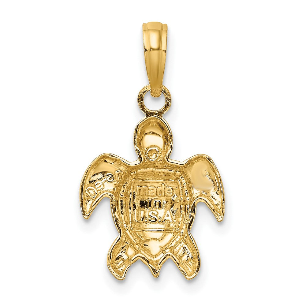 10K Gelbgold 10K 2-d Strukturiert Meer Schildkröte Charm