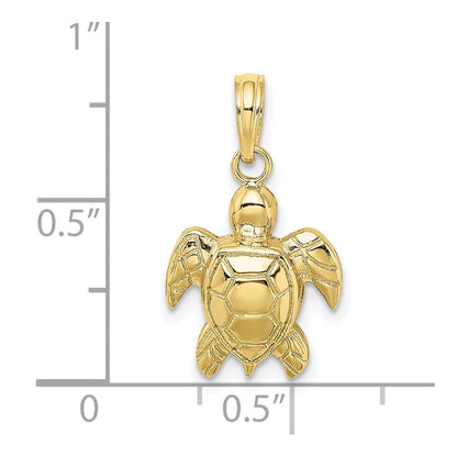 10K Gelbgold 10K 2-d Strukturiert Meer Schildkröte Charm