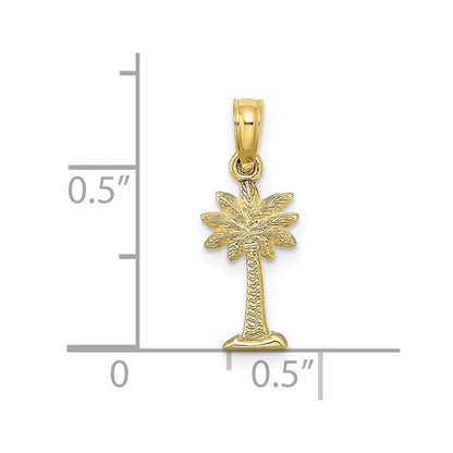 10K Gelbgold 10K Strukturiert Mini Palmetto Palme Baum Charm