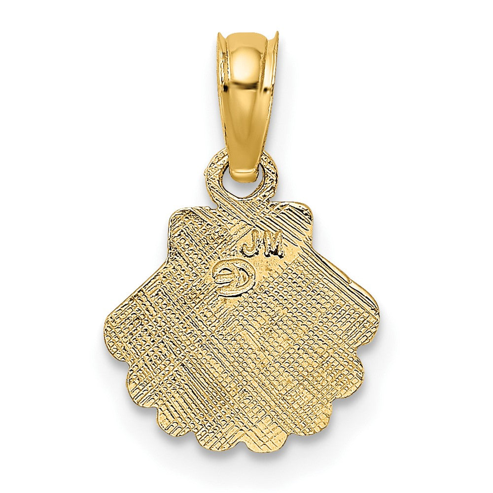 10K Gelbgold 10K Poliert und Graviert Muschel Charm
