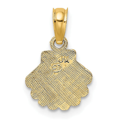 10K Gelbgold 10K Poliert und Graviert Muschel Charm