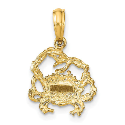 10K Gelbgold 10K 2-d Strukturiert Krabbe Charm