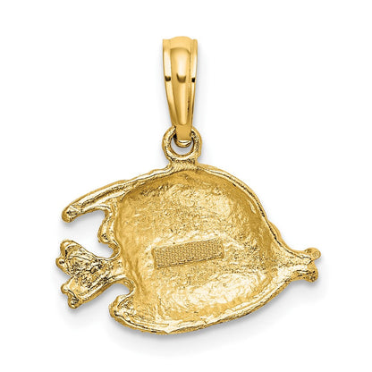 10K Gelbgold 10K Poliert Graviert Fisch Charm